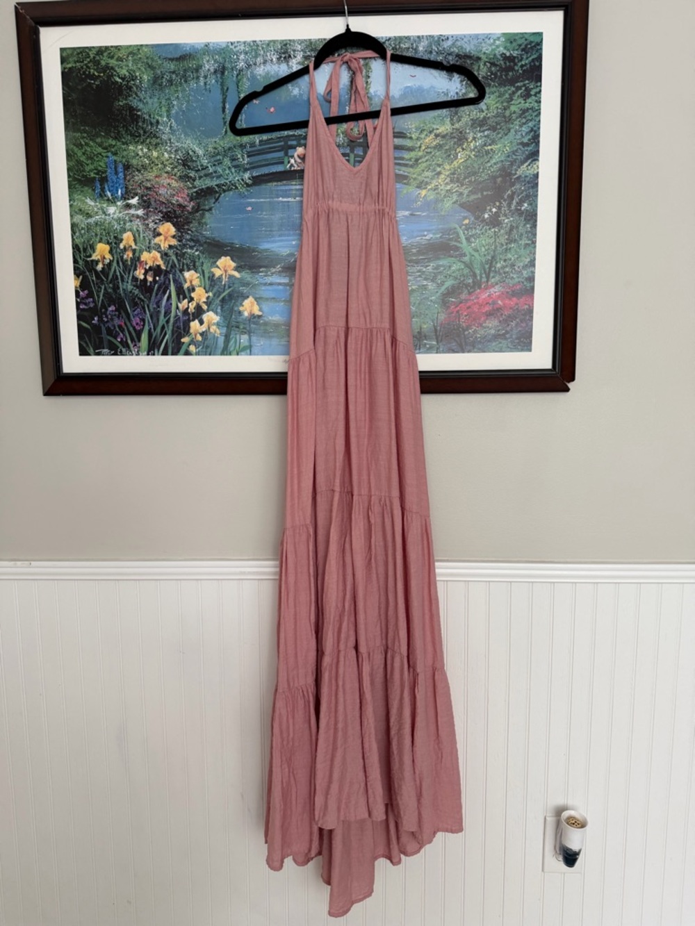 Halter Tiered Maxi Dress in Dusty Rose